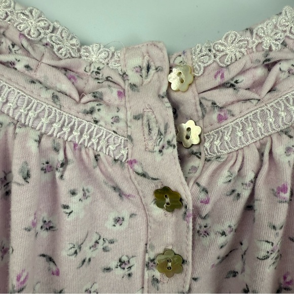 Eileen West Nightgown Pink Lavender Floral Lace Short Sleeve Sleep Dress Small - Picture 4 of 9